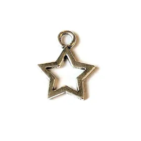 Silver Large Open Star Charm