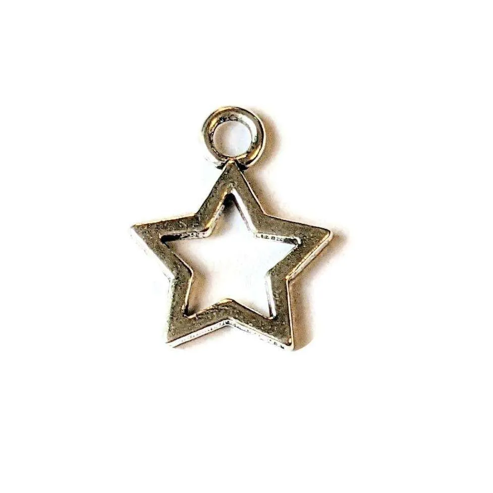 Silver Large Open Star Charm