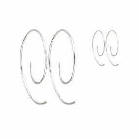 Silver Spiral Hoop Threader Earrings