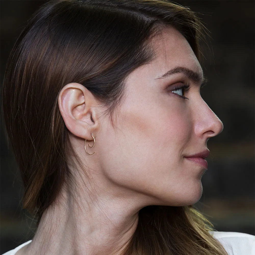 Silver Spiral Hoop Threader Earrings