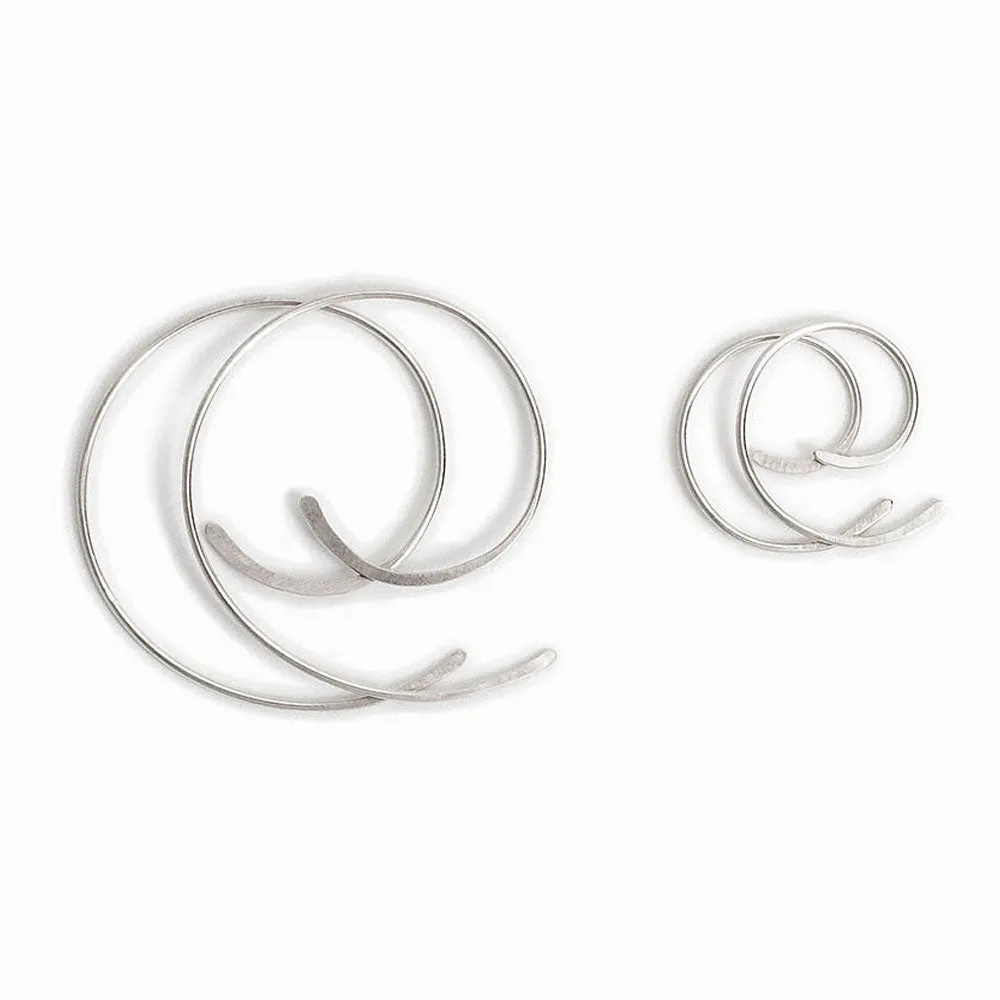 Silver Spiral Hoop Threader Earrings