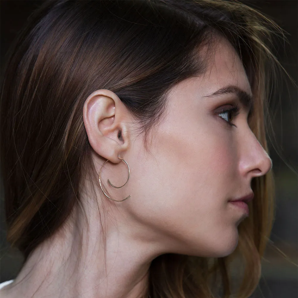 Silver Spiral Hoop Threader Earrings