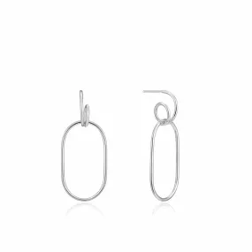 Silver Spiral Oval Hoop Earrings