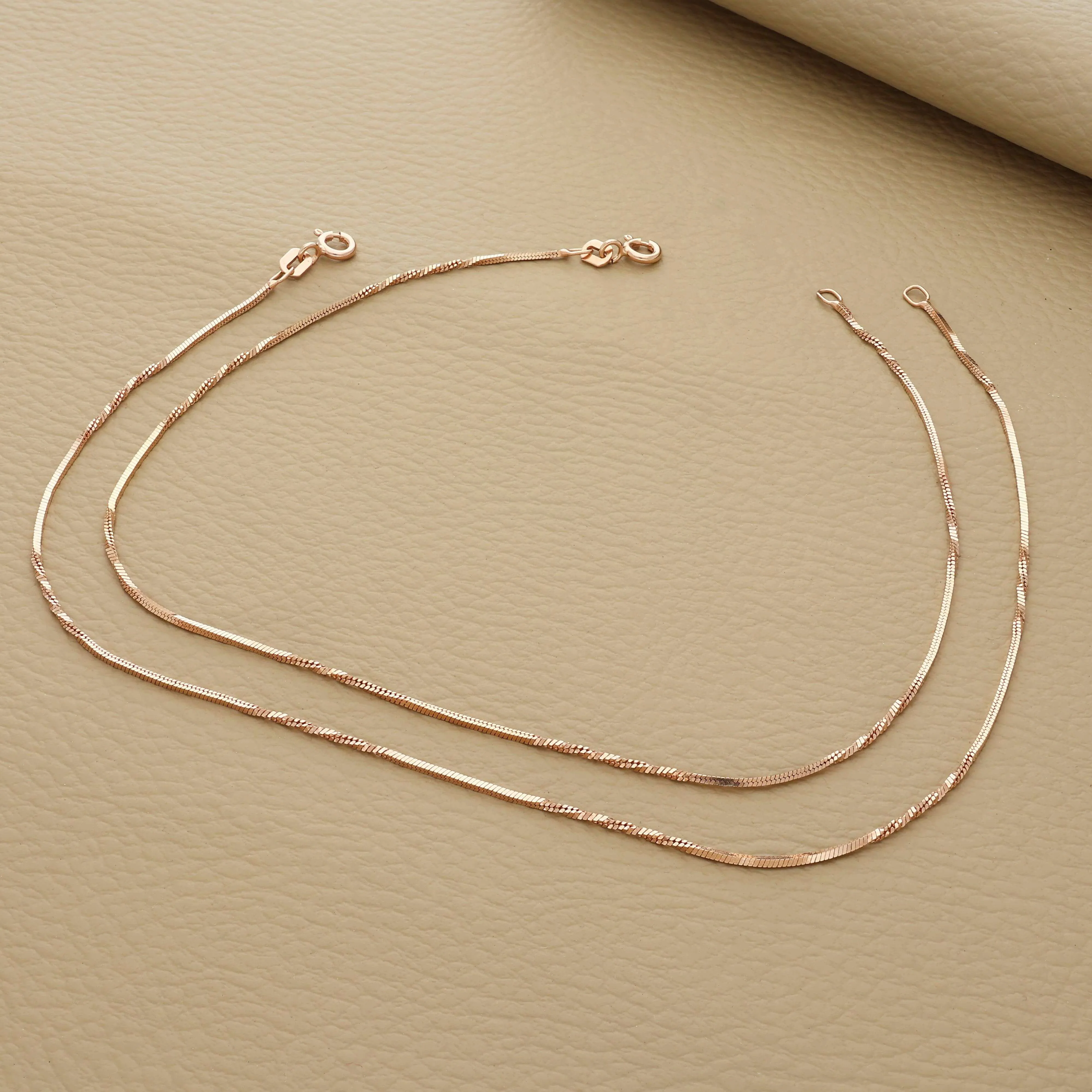 Simple Rose Gold Polish Silver Anklet