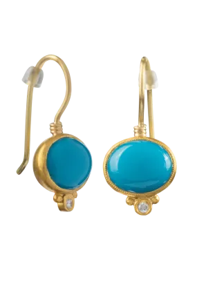 Sleeping Beauty Turquoise & Diamond Drop Earrings