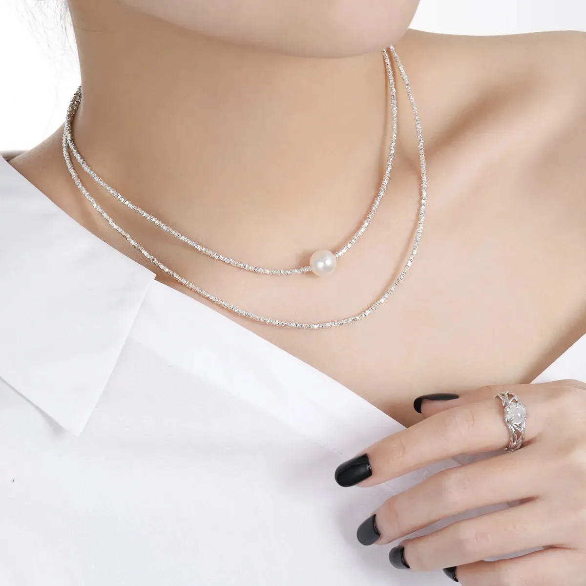 Stackable Shell Pearl Necklace