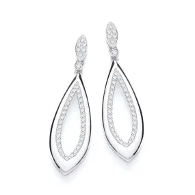 Sterling Silver Fancy Teardrop CZ Stud Earrings