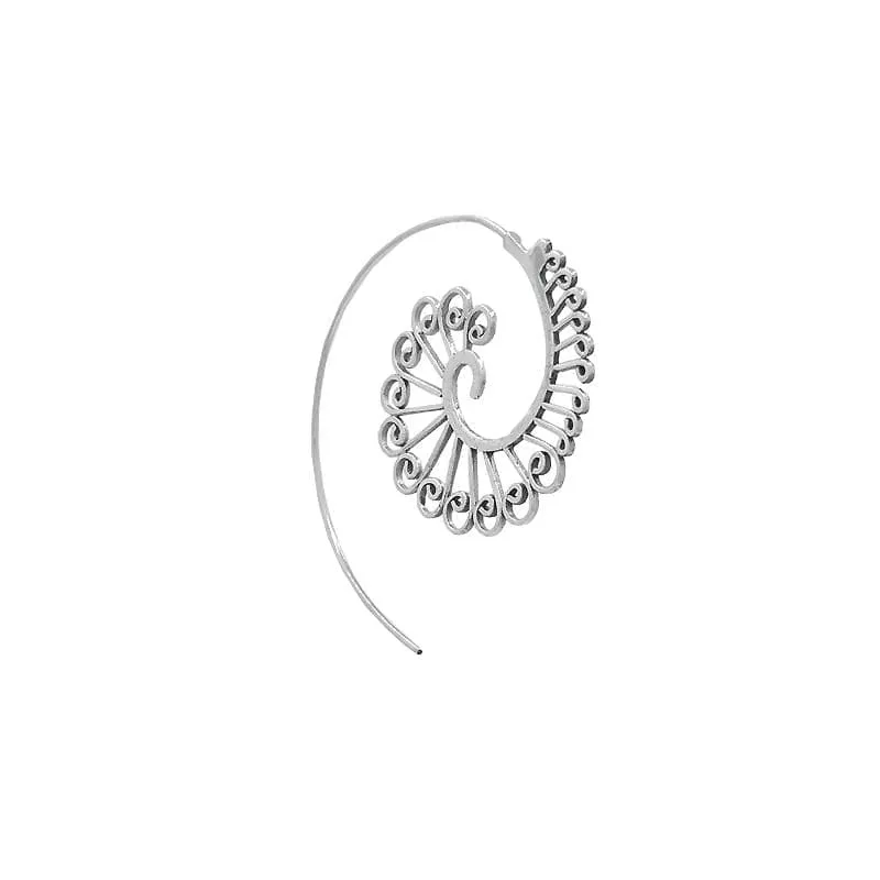 Sterling Silver Fibonacci Spiral Hoop