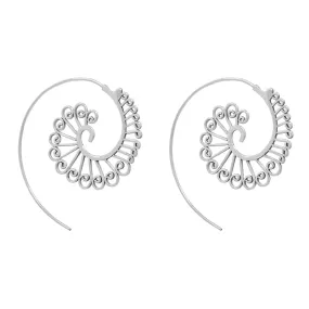 Sterling Silver Fibonacci Spiral Hoop