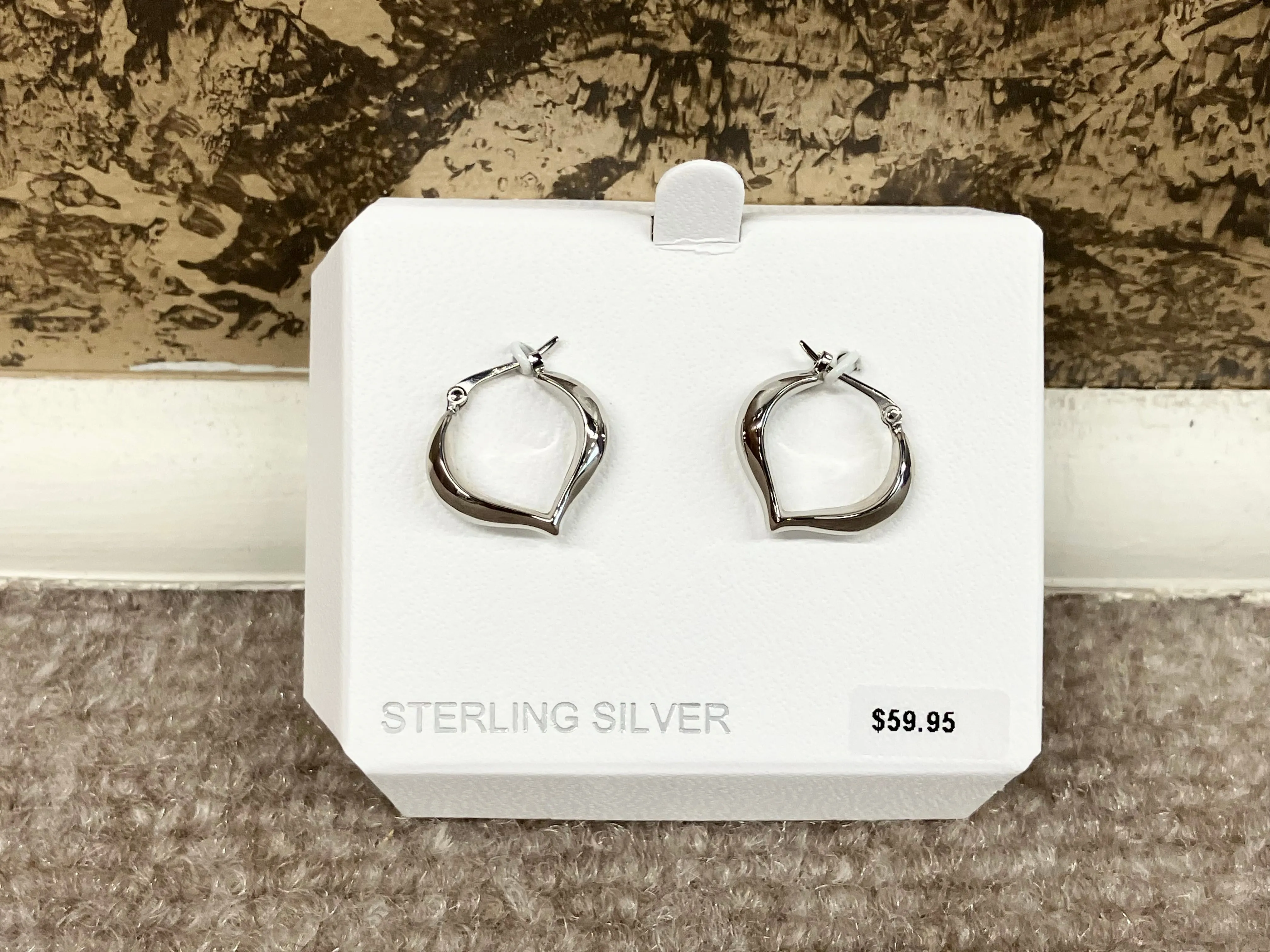 Sterling Silver Heart Shaped Hoop Earrings