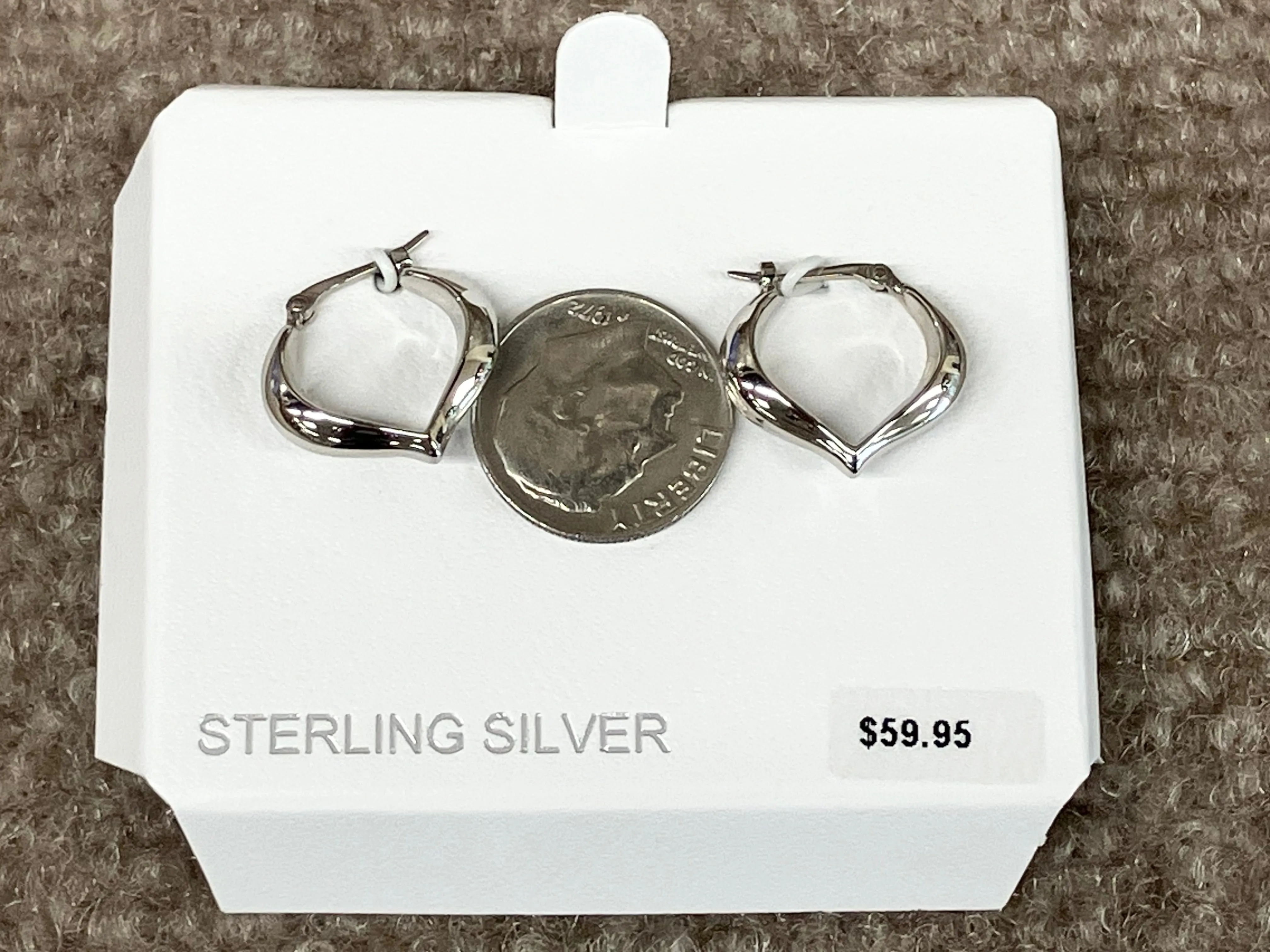Sterling Silver Heart Shaped Hoop Earrings