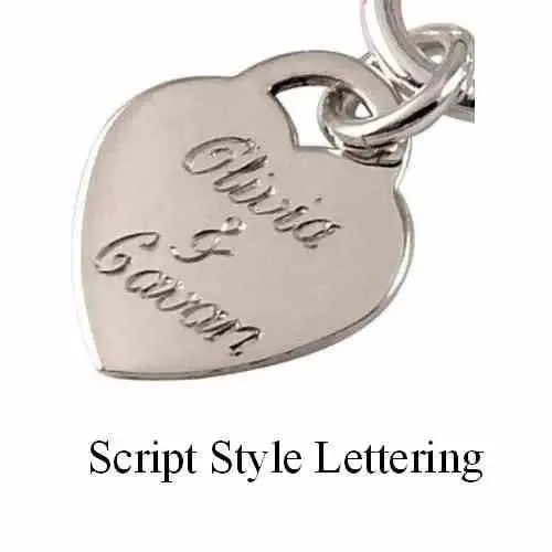 Sterling Silver Multi Link Ring Bracelet Engraved Heart