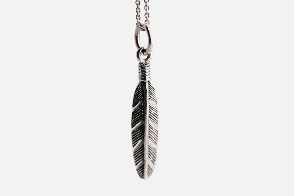 Sterling Silver Small Feather Charm Necklace