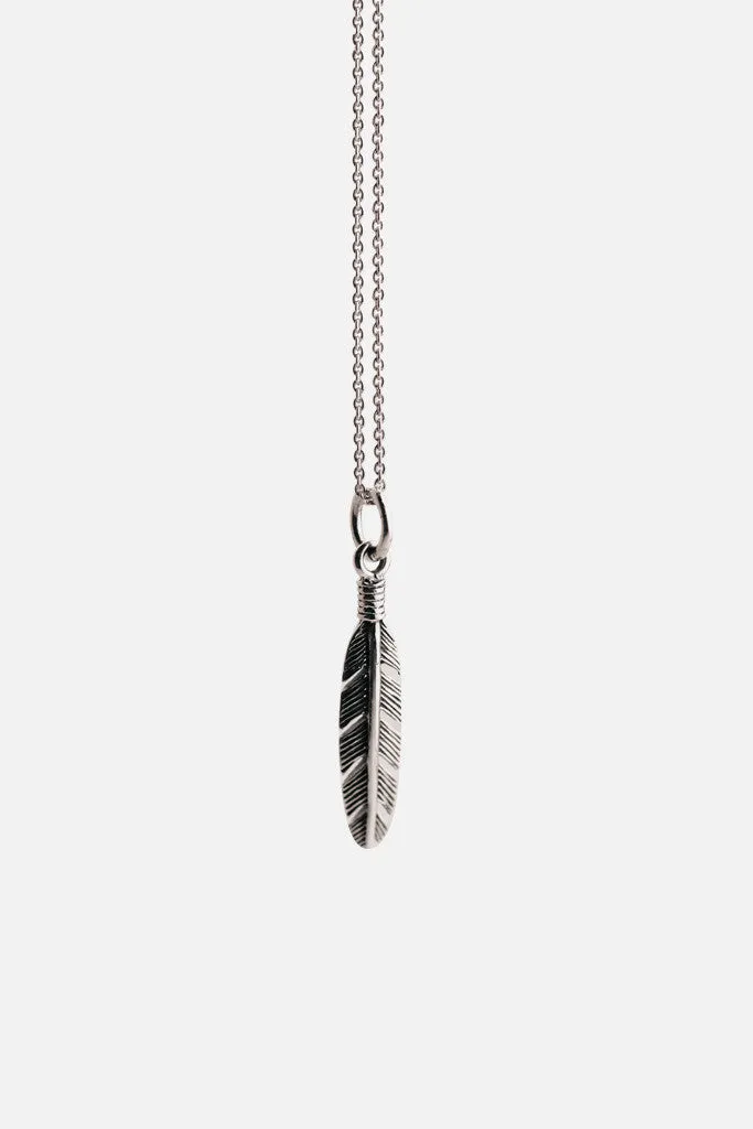 Sterling Silver Small Feather Charm Necklace