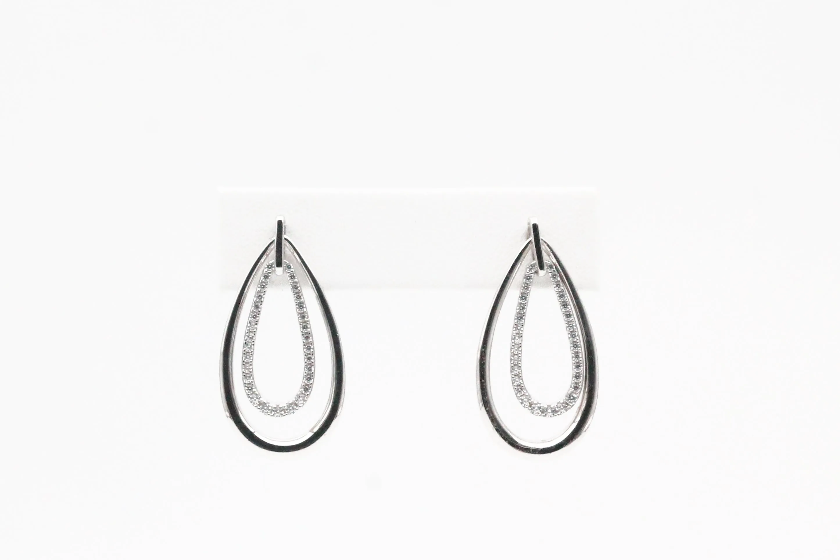 Sterling Silver Teardrop Earrings with Cubic Zirconia