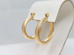 Stylish 14k Yellow Gold Hollow Spiral Hoop Earrings
