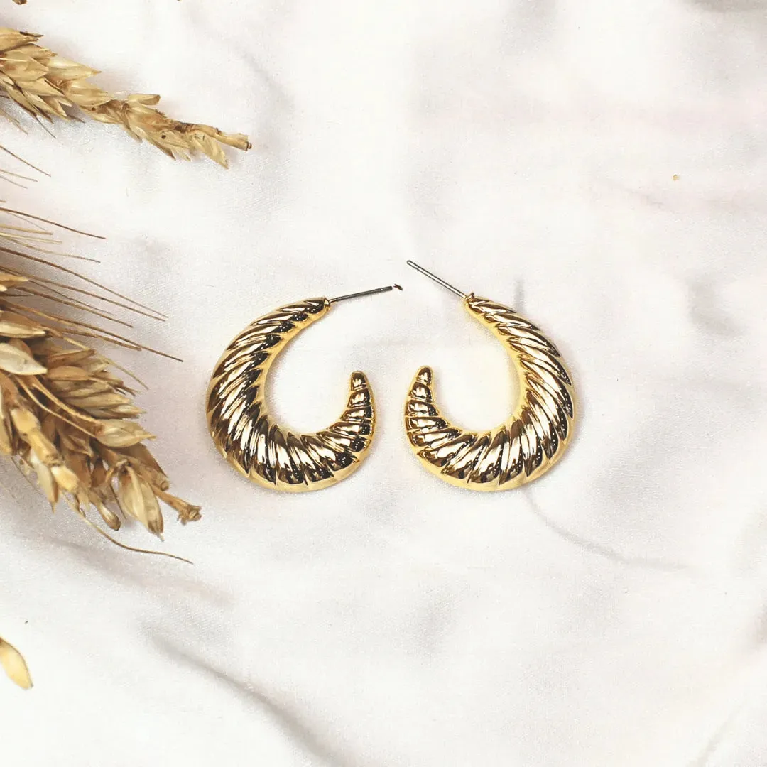 TFC Spiral Panini Gold Plated Hoop Earrings