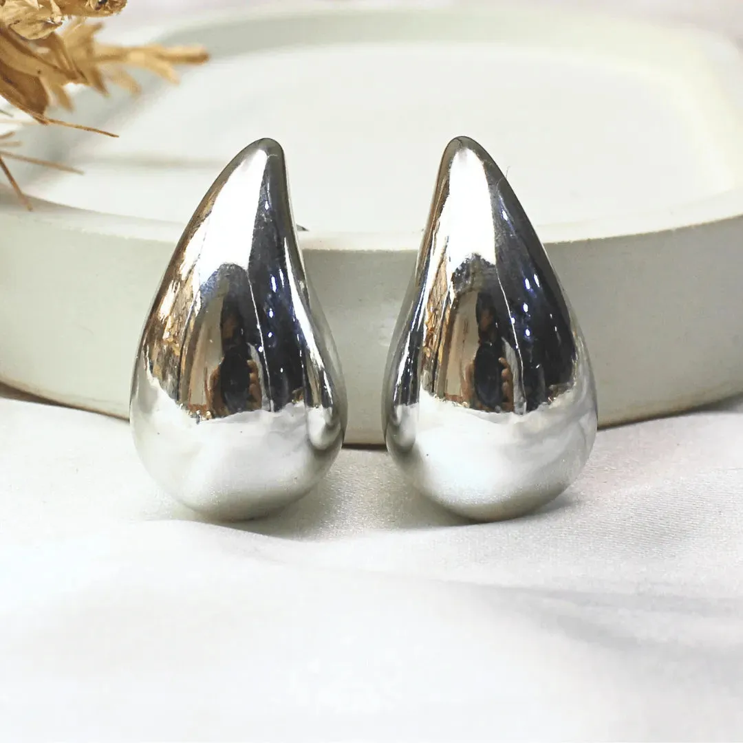 TFC Trendy Biggest Bottega Teardrop Silver Plated Stud Earrings