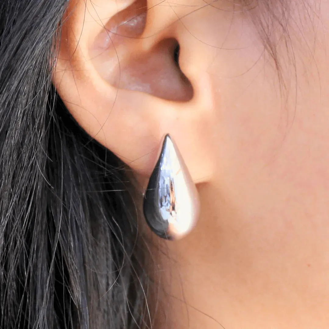 TFC Trendy Biggest Bottega Teardrop Silver Plated Stud Earrings