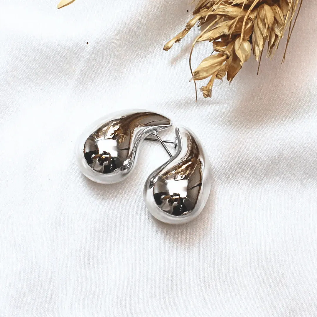 TFC Trendy Biggest Bottega Teardrop Silver Plated Stud Earrings