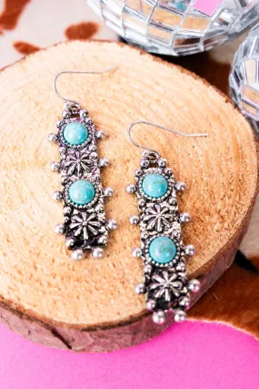 Tinsley Turquoise Silvertone Earrings