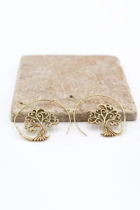 Tree of Life Hoop Earrings