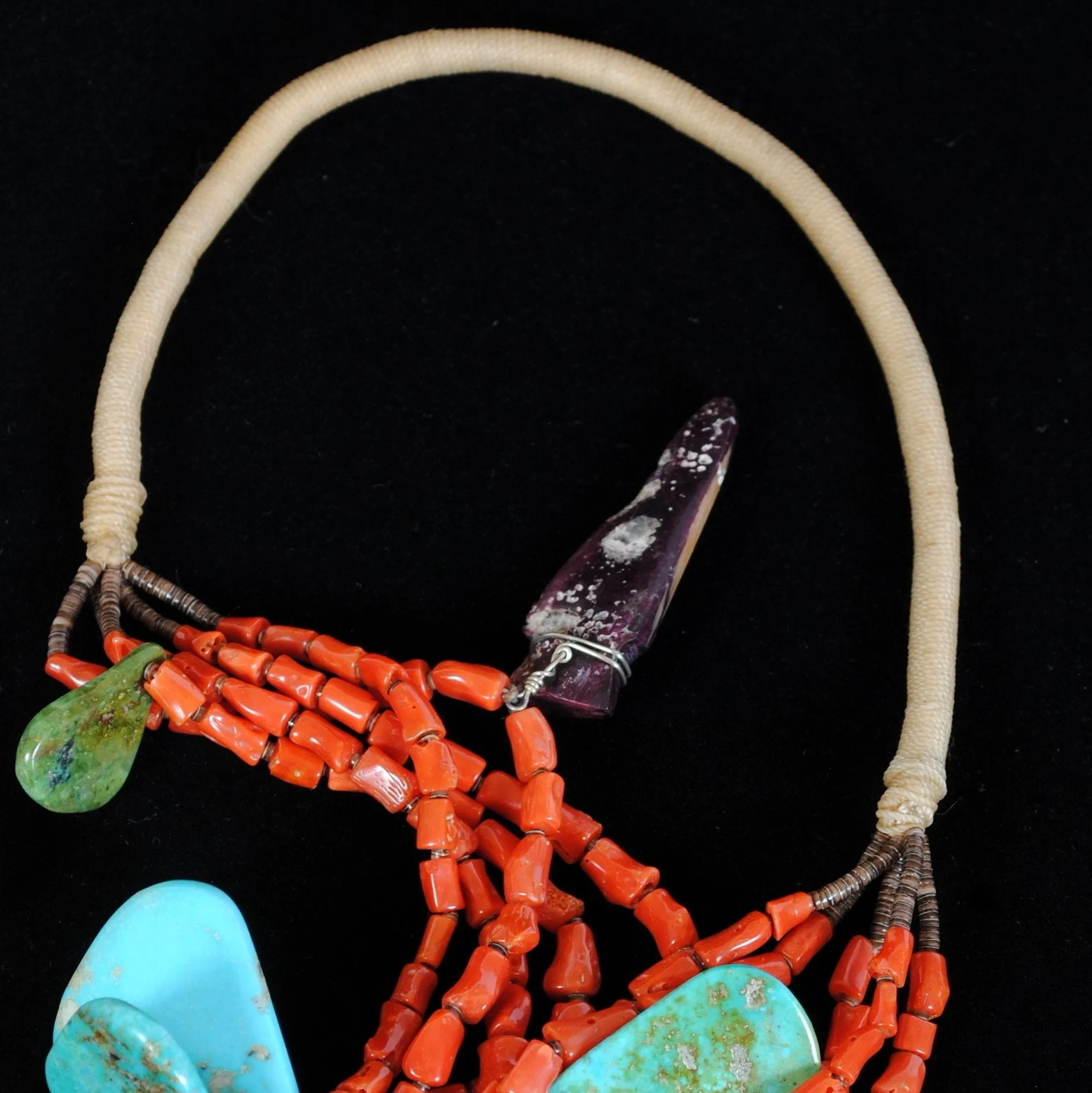 Turquoise & Coral Necklace Native American Santo Domingo Pueblo Made
