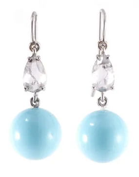 Turquoise and Diamond Drop Earring