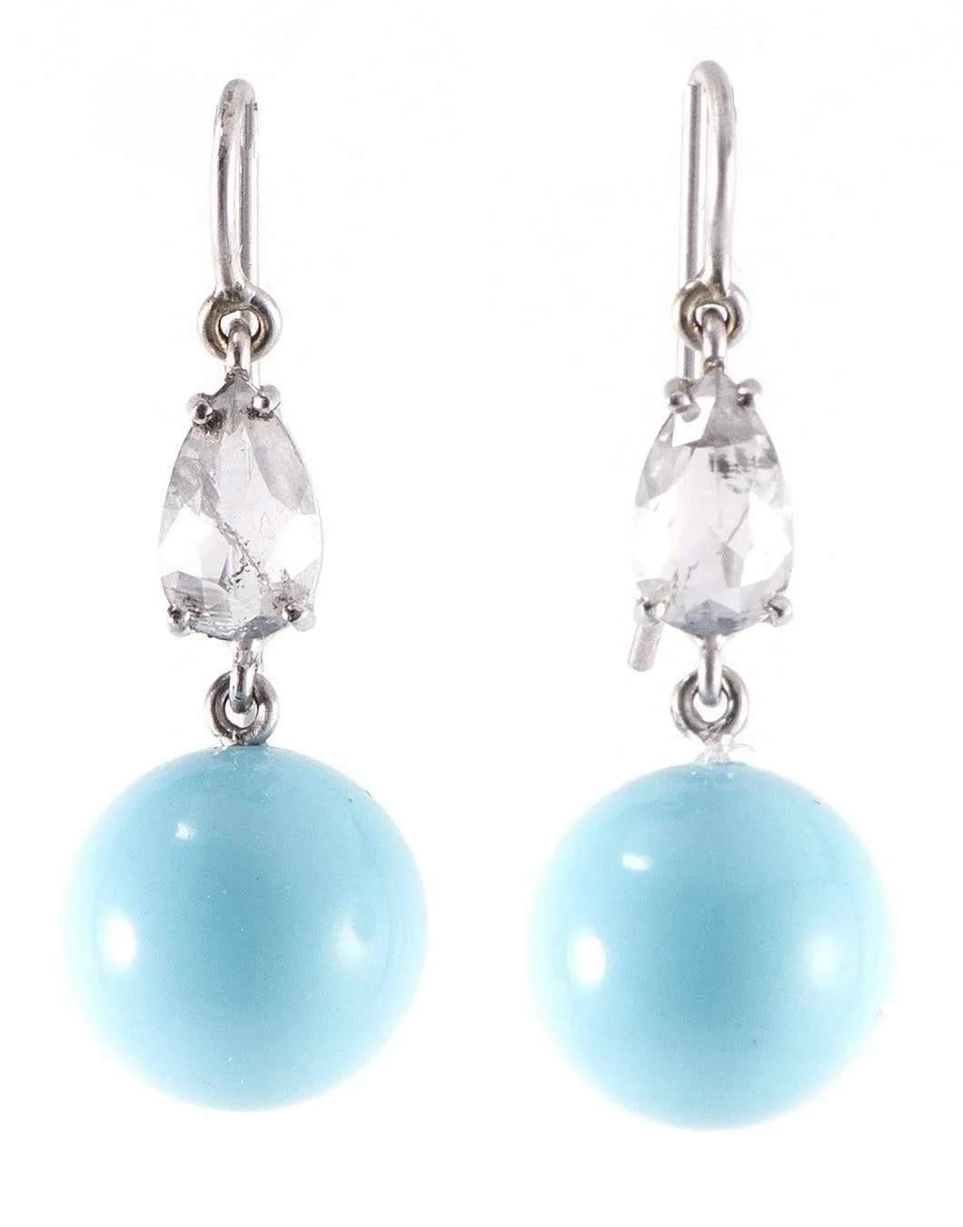 Turquoise and Diamond Drop Earring