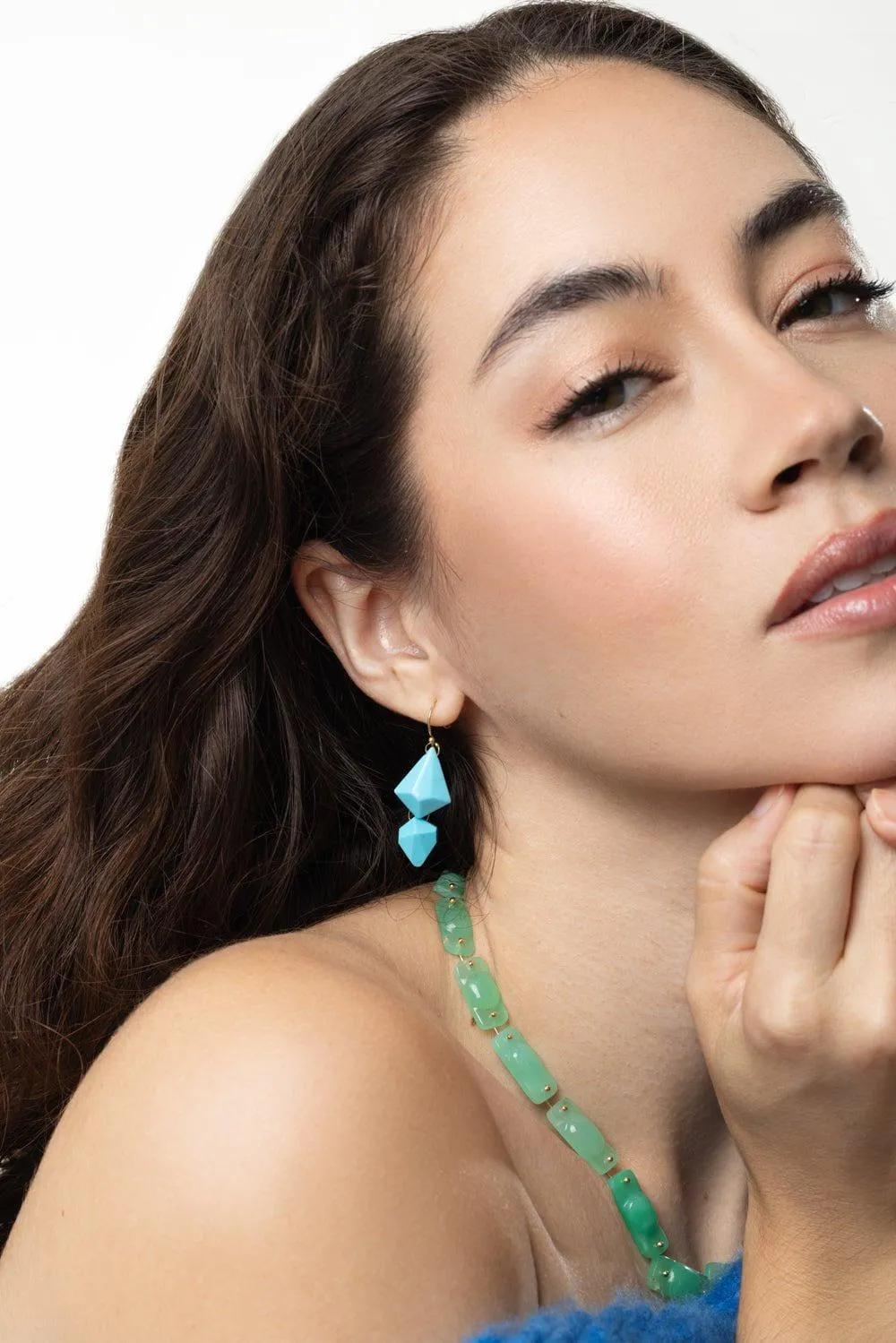 Turquoise Double Faceted Drop Earrings