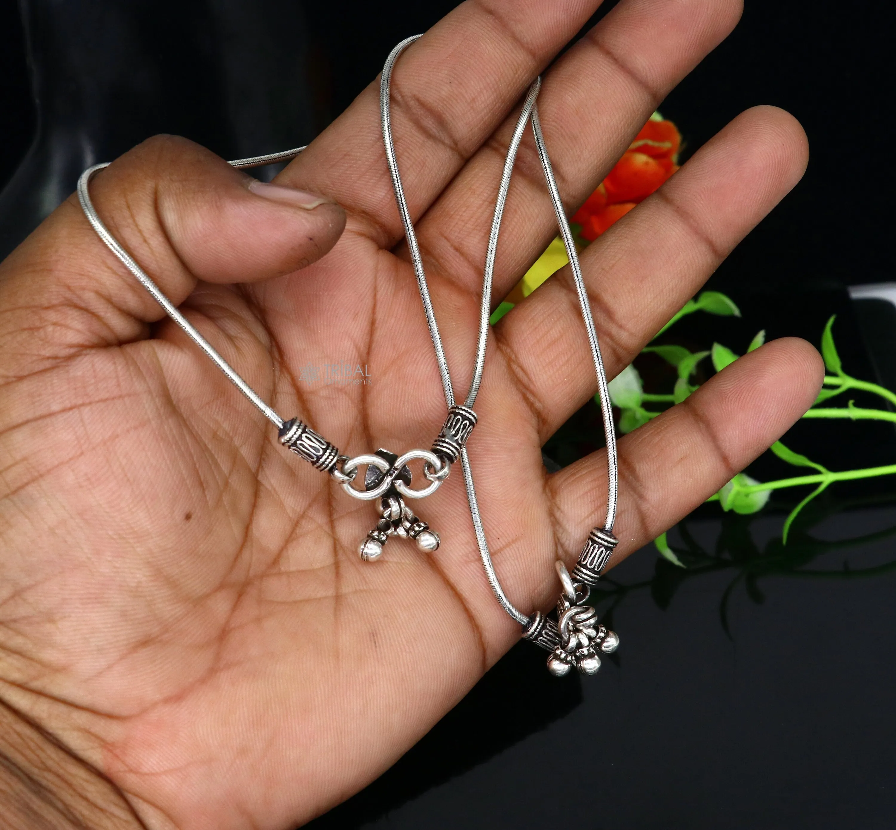 Vintage antique design handmade 925 sterling silver snake chain ankle bracelet, excellent customized trendy anklets foot bracelet ank594