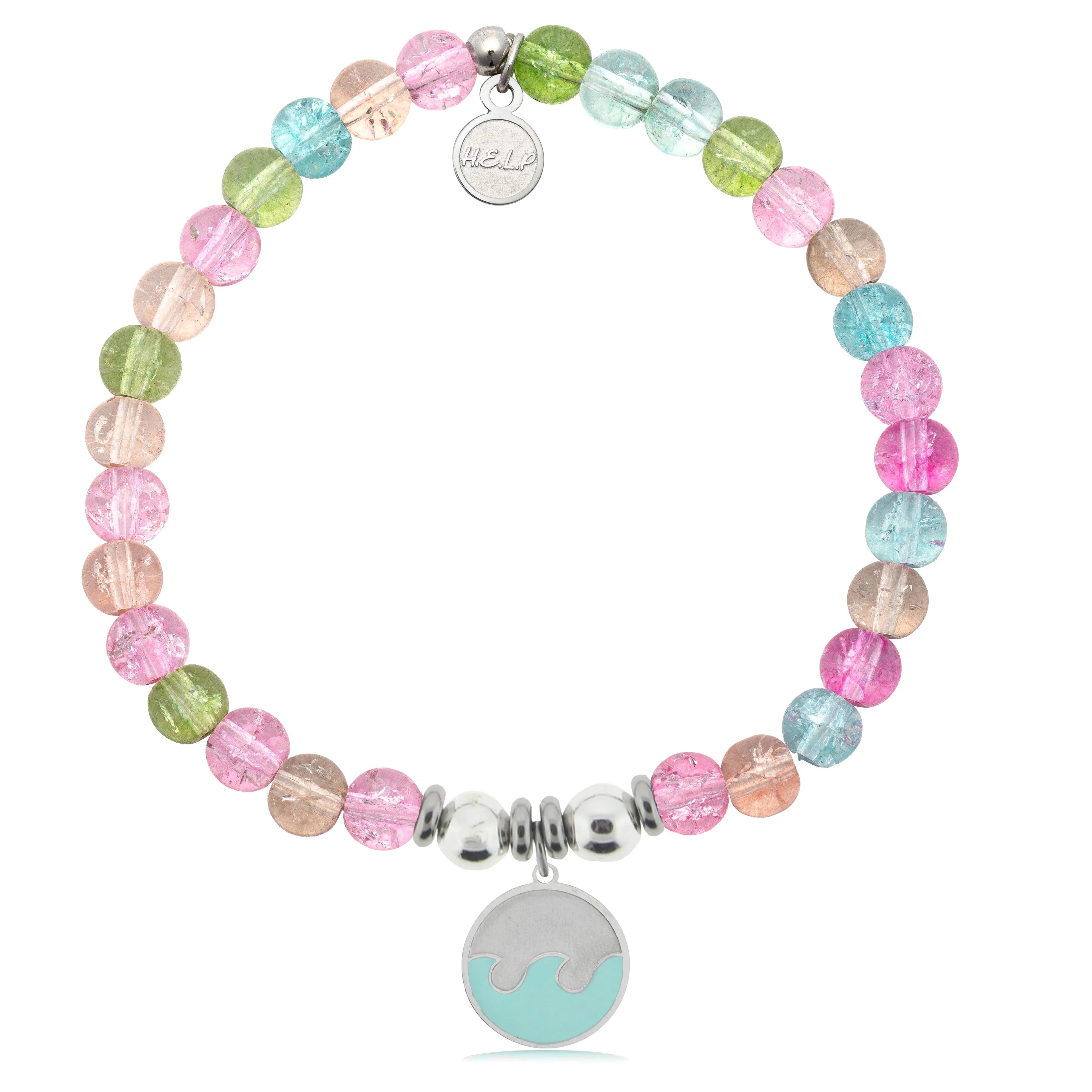 Wave Enamel Charm with Kaleidoscope Crystal Charity Bracelet
