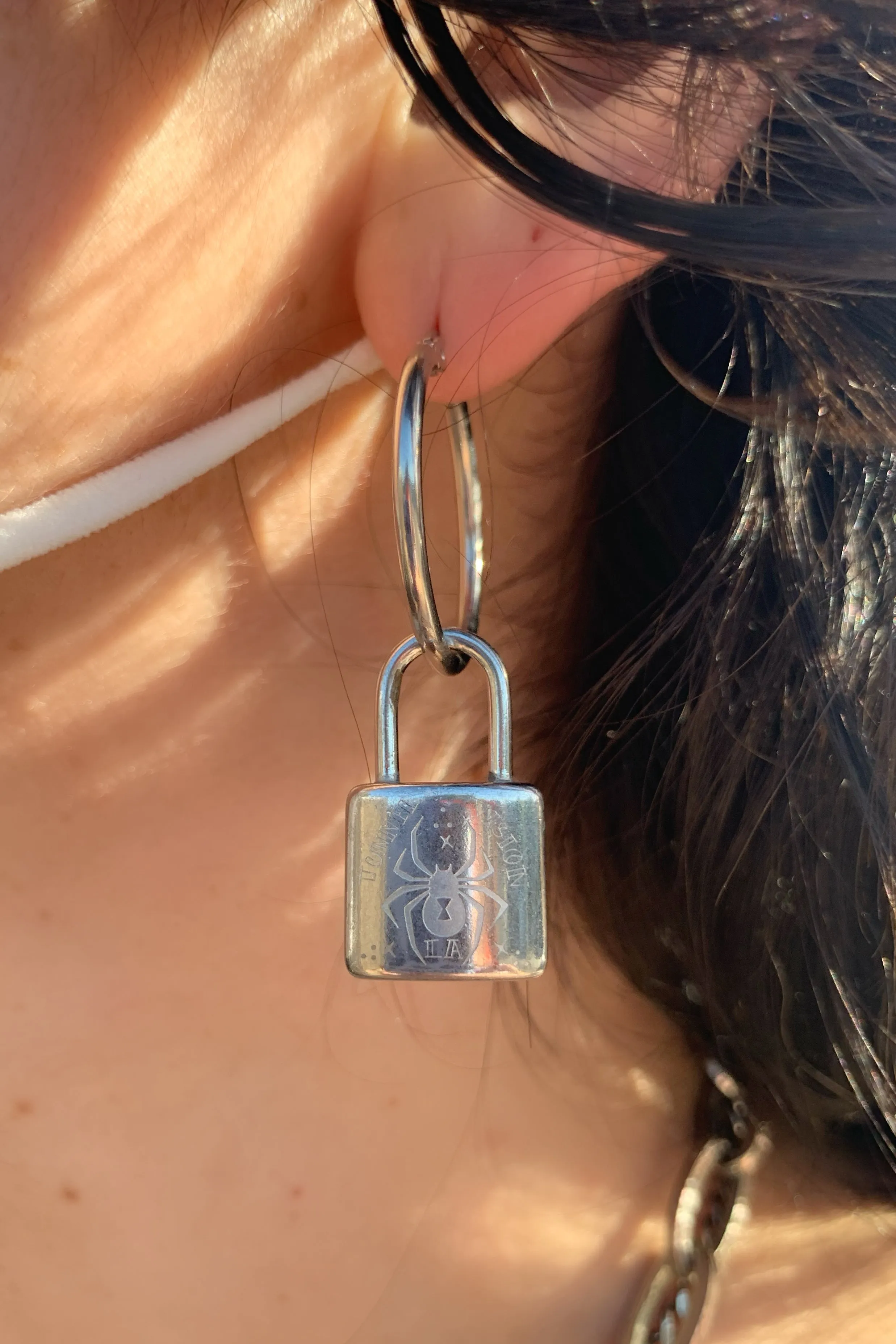Web & Widow Lock Hoop Earrings