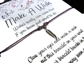 Wish Bracelet - Feather Charm. Eagle Feather. Guiding Spirit. Choice of Colours