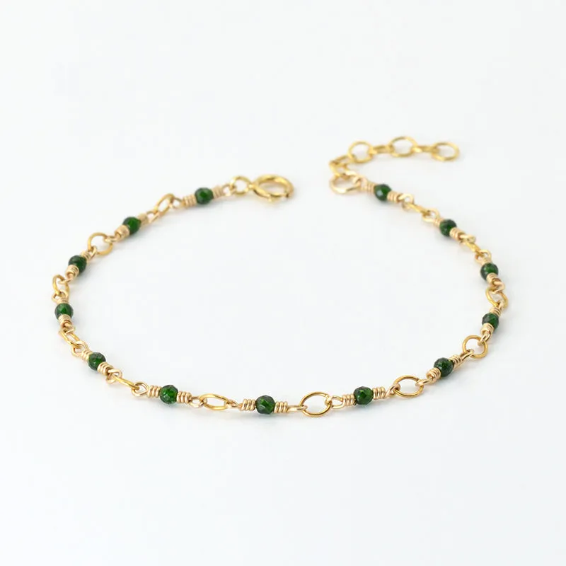 Women's 14K Gold Charm Bracelet Jade Beaded Bracelets for Women
