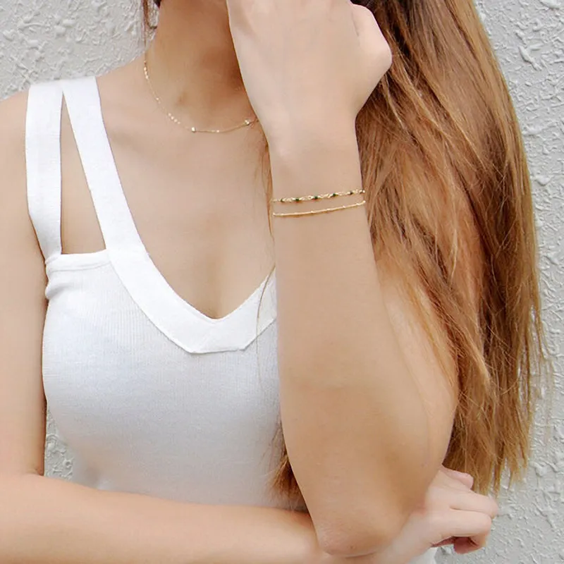 Women's 14K Gold Charm Bracelet Jade Beaded Bracelets for Women