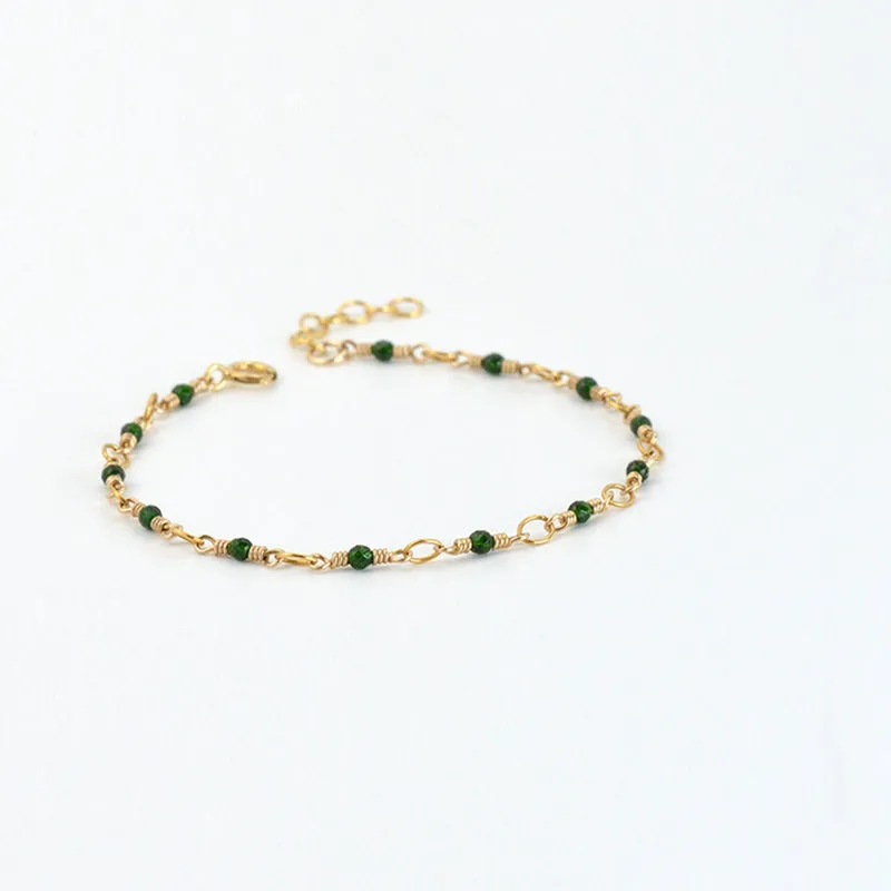 Women's 14K Gold Charm Bracelet Jade Beaded Bracelets for Women