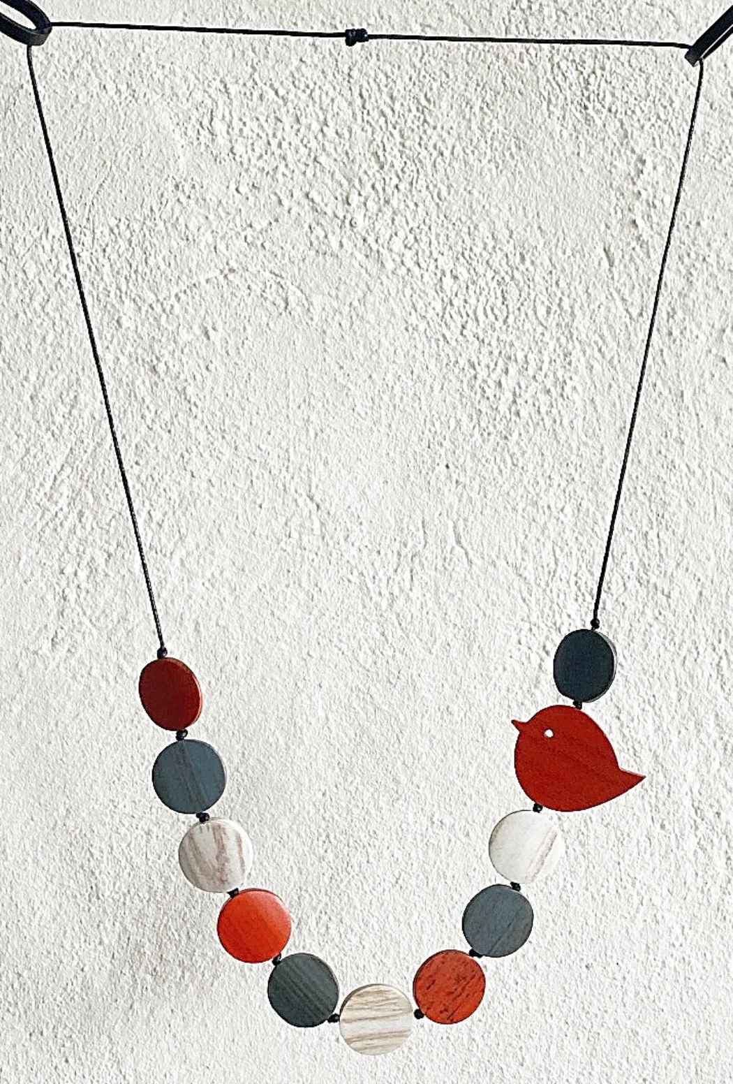Wood Beads Robin Necklace, Orange